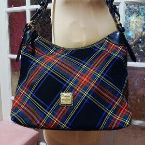 Dooney and Bourke Navy Blue Plaid Shoulder Bag